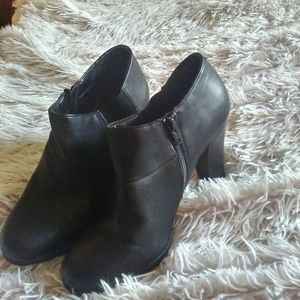 Black leather ankle boots